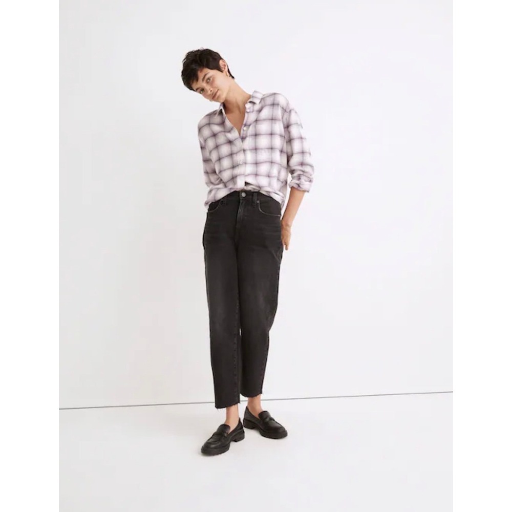 Madewell Balloon Jeans Lunar Wash Black High Rise Tapered Crop Denim 32 NE846